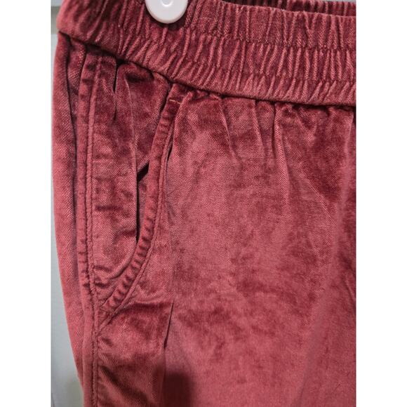 Madewell Red Velour Lounge Pants Size S Soft Pull-On Relaxed Fit Tapered Leg EUC - Picture 4 of 6